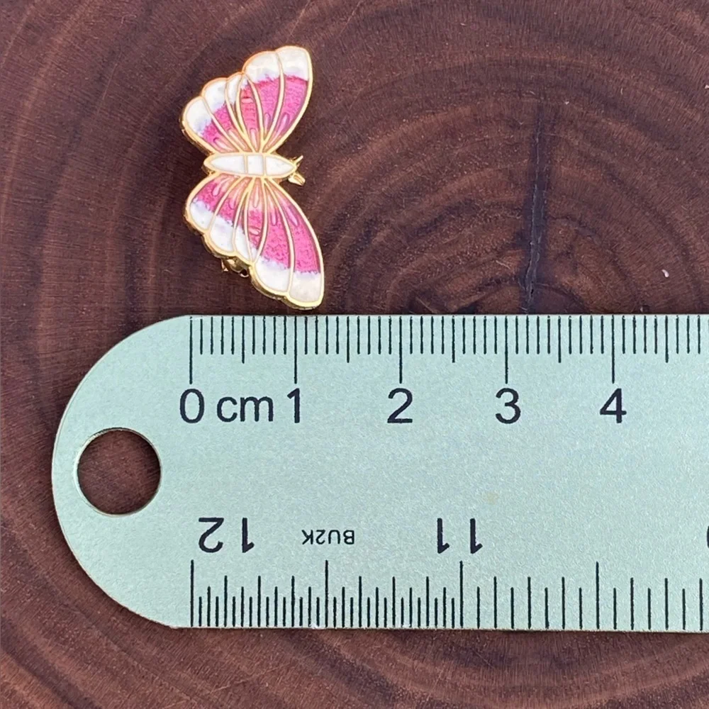 Vintage Cloisonne Gold Tone Enamel Painted Butterfly Pin Brooch
